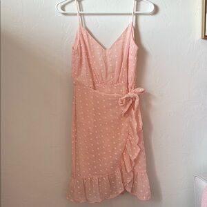 GB Dillards Pink Strapless Sundress Wrap Tie Front